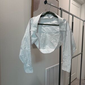 Love Labels White Cropped Long Sleeve Shirt